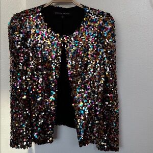 Multicolored sequin puff sleeve jacket